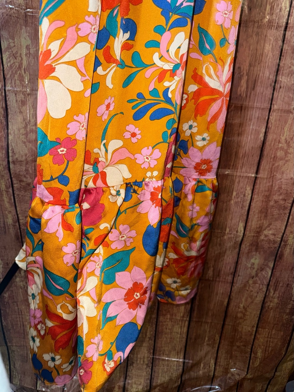Floral Maxi Dress with Ruffle V-Neck - Mustard Pink Multi - Picture 5 of 5